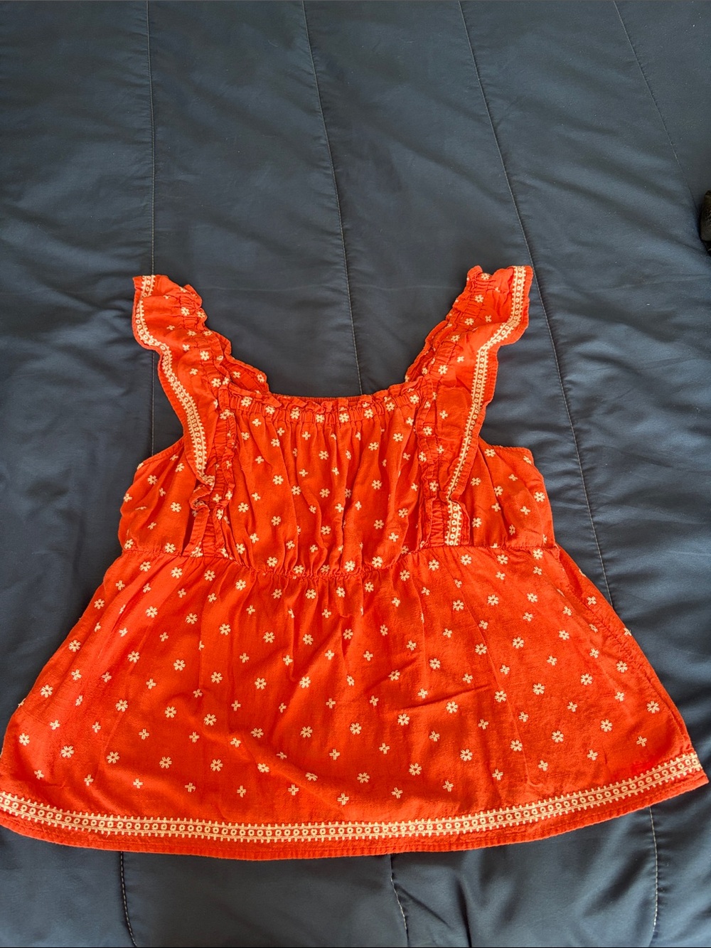 Old Navy Orange Floral Ruffle-Trim Tank Dress